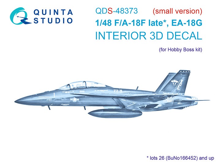 Quinta Studio QDS-48373 F/A-18F late / EA-18G (Hobby Boss) (Малая версия) 3D Декаль интерьера кабины 1/48