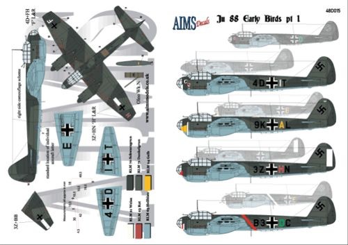 Aims AIMS48D015 Junkers Ju-88 early versions 9K+AL 1/48