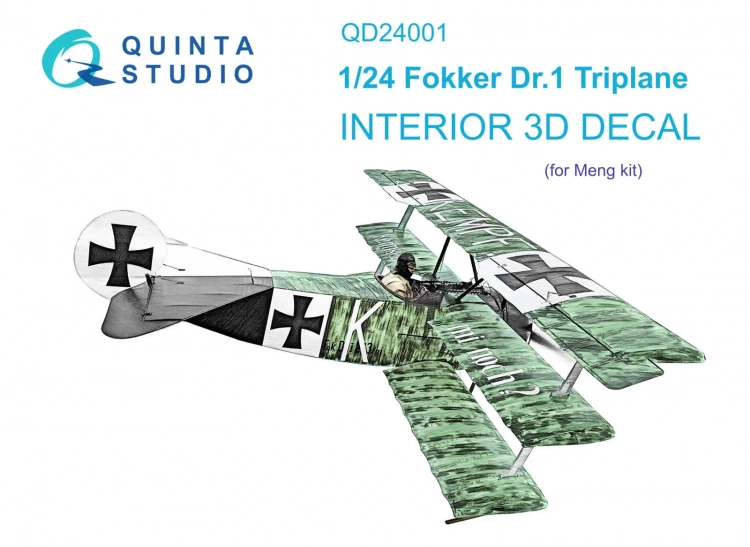 Quinta studio QD24001 Fokker Dr.1 (Meng) 3D Декаль интерьера кабины 1/24