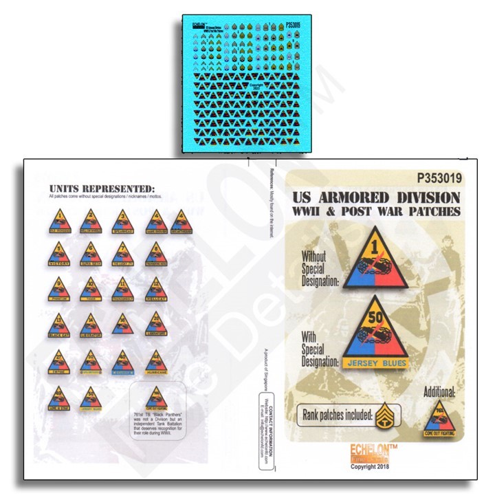 Echelon FD P353019 Re-released and re-vamped! U.S. Armored Division WWII & Post War Patches (1/35) 1/35