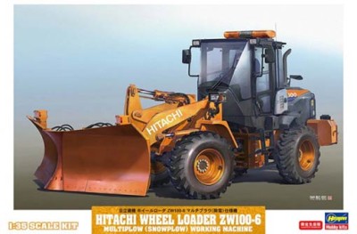 Hasegawa 66102 Погрузчик Hitachi Wheel Loader ZW100-6 Multiplow (Snowplow) Working Machine 1/35