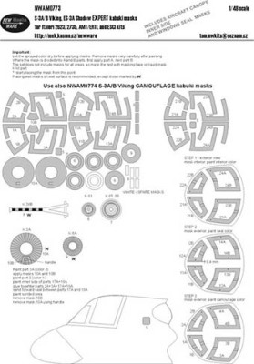 New Ware NWA-M0773 1/48 Mask S-3A/B Viking, ES-3A Shadow EXPERT (AMT)