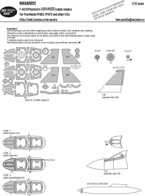 New Ware M1012 Mask F-4C/D Phantom II ADVANCED (FINEM) 1/72
