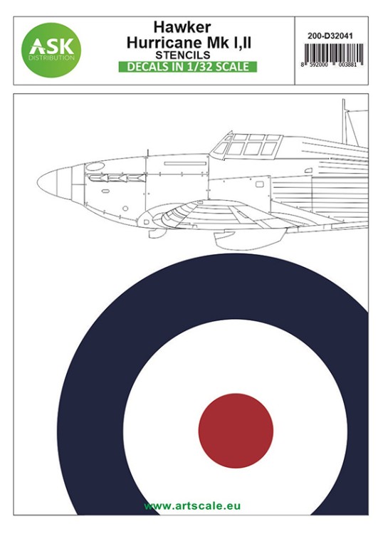 Art Scale 200-D32041 Hawker Hurricane Mk.I, Mk.II - stencils 1/32