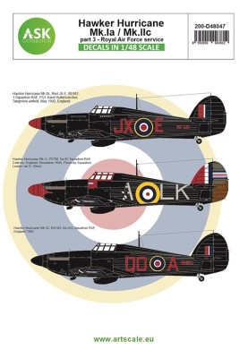 Art Scale 200-D48047 Hawker Hurricane Mk.IA / Mk.IIC part 3 Royal Air Force service 1/48