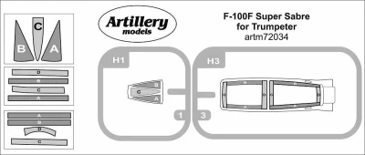 Fly model M7234 Mask for F-100F Super Sabre (TRUMP) 1/72