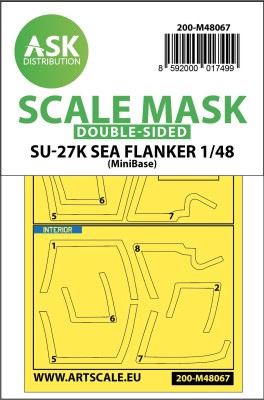 Art Scale 200-M48067 Sukhoi Su-27K Sea Flanker canopy frame paint masks (inside and outside) 1/48