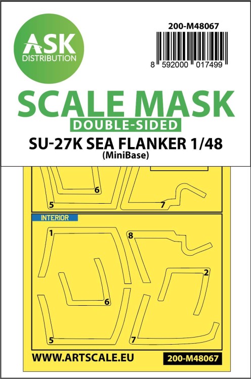 Art Scale 200-M48067 Sukhoi Su-27K Sea Flanker canopy frame paint masks (inside and outside) 1/48