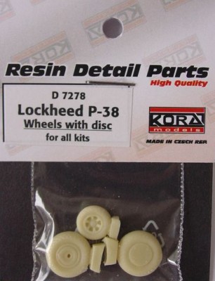Kora Model D7278 Wheels with disc for Lockheed P-38 1/72