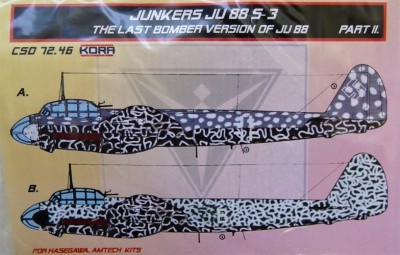 Kora Model CSD7246 Ju 88 S-3 Conv.set&amp;decal - Part II. (HAS,AMT) 1/72