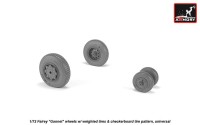 Armory ARAW72413 Fairey Gannet late type wheels with weighted tires of checkerboard Tyre/Tire pattern 1/72