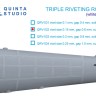 Quinta studio QRV-032 Тройные клепочные ряды (размер клепки 0.15 mm, интервал 0.6 mm, масштаб 1/48), белые, общая длина 4.4 m 1/48