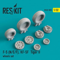 Reskit RS32-0005 F-5 (N/E/F), KF-5F Tiger II wheel set (HAS) 1/32