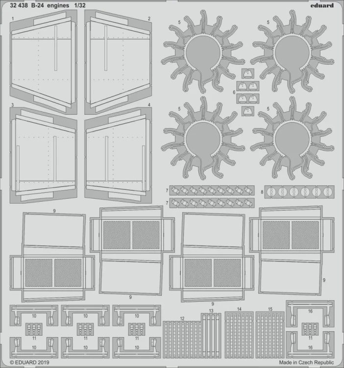 Eduard 32438 SET B-24 engines (HOBBYB) 1/32