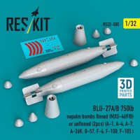 Reskit 32580 BLU-27A/B 750lb napalm bombs finned/unfinned 1/32