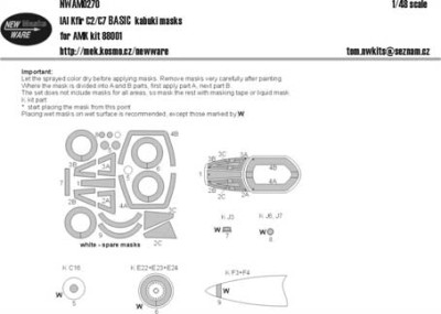 New Ware NWA-M0270 1/48 Mask IAI KFIR C2/C7 BASIC (AMK 88001)