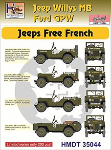 Hm Decals HMDT35044 1/35 Decals J.Willys MB/Ford GPW Free French