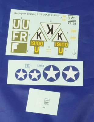 HAD 72158 Decal B-17E Birmingham Blitzkrieg (USAAC) 1/72