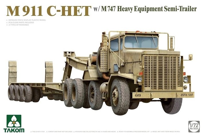 Takom 5024 Американский тяжёлый транспортер M911 C-HET w/M747 1/72
