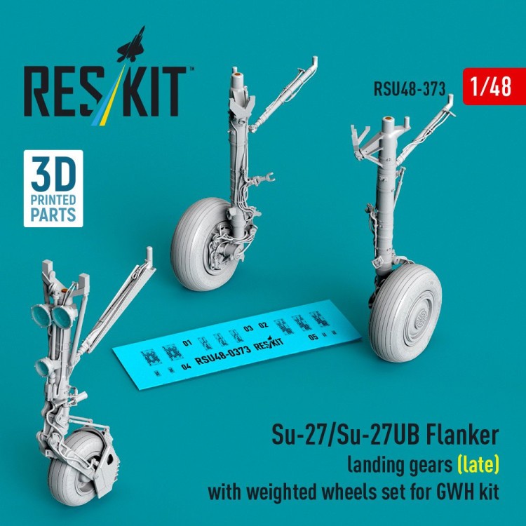 Reskit RSU48-373 Su-27/27UB land.gears late w/weighted wheels 1/48