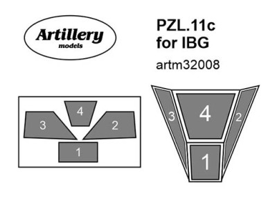 Fly model M3208 Canopy mask for PZL.11c (IBG) 1/32