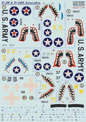 Print Scale C72485 Bell P-39 Airacobra (wet decal) 1/72