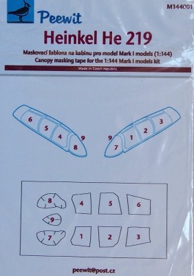 Peewit PW-M144001 1/144 Canopy mask Heinkel He 219 (MARK I MODELS)
