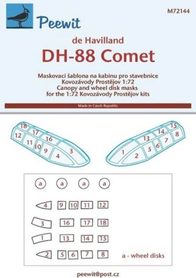 Peewit PW-M72144 1/72 Canopy mask DH-88 Comet (KPM)
