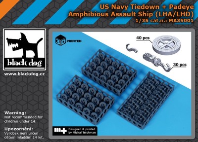 Black Dog MA35001 US NAVY tiedown+padaye (LHA/LHD) (3D-Printed) 1/35