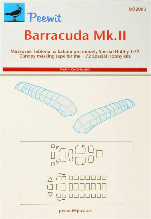 Peewit PW-M72083 1/72 Canopy mask Barracuda Mk.II (SP.HOBBY)