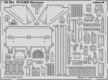 Eduard 36301 1/35 Фототравление M4A3E8 Sherman