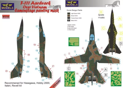 Lf Model M72144 Mask F-111 Aardvark o.Vietnam Camo Painting 1/72