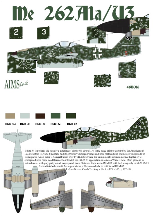 Aims AIMS48D016 Messerschmitt Me-262A-1a/U3 1/48