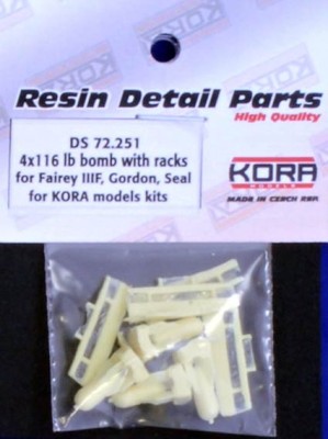 Kora Model DS72251 116 lb bomb w/ racks for Fairey IIIF (4 pcs.) 1/72