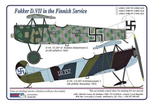 AML AMLC32017 Декали Fokker D.VII in the Finnish service 1/32