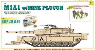 Dragon 9141 M1A1 Abrams w/mine plough (op. &quot;Desert Storm&quot;) + американские пехотинцы (1 Infantry Div. &quot;Big Red One&quot;) 1/35