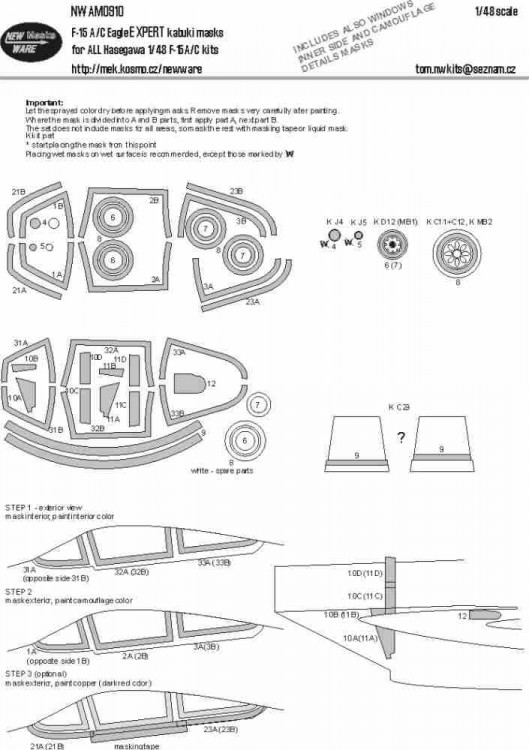 New Ware NWA-M0910 Mask F-15 A/C Eagle EXPERT (HAS) 1/48