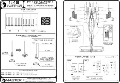 Master (Pl) 48182 Fw190 A6-A7/R11 Nightfighter FuG217 antennas 1/48
