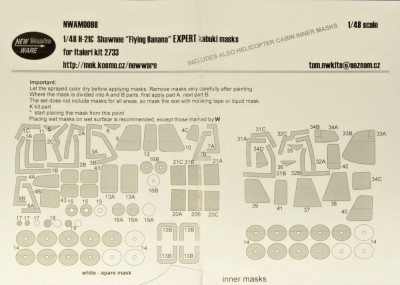 New Ware NWA-M0098 Mask H-21C Shawnee EXPERT (ITALERI 2733) 1/48
