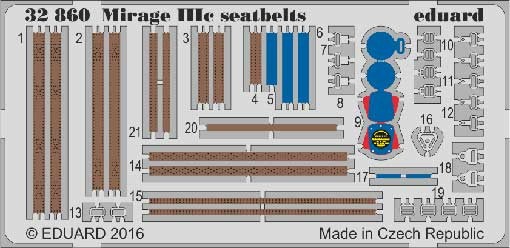 Eduard 32860 Mirage IIIc seatbelts1/32