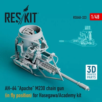 Reskit U48323 AH-64 'Apache' M230 chain gun in fly posit. 1/48