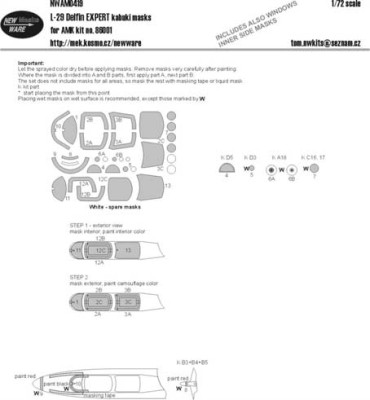 New Ware NWA-M0419 1/72 Mask L-29 Delfin EXPERT (AMK 86001)