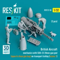 Reskit F32050 British Aircraft mech. w/ SUU-23 20mm (3 fig) 1/32
