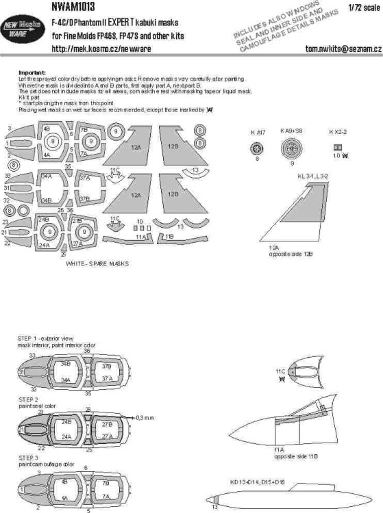 New Ware M1013 Mask F-4C/D Phantom II EXPERT (FINEM) 1/72