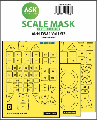Art Scale 200-M32066 Aichi D3A1 Val wheels and canopy frame paint mask (inside and outside) 1/32