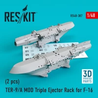 Reskit 48387 TER-9/A MOD Triple Eject.Rack for F-16 (2x) 1/48