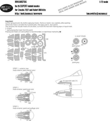 New Ware NWA-M0794 1/72 Mask Su-25 EXPERT (ZVE 7227 / ITAL 089)