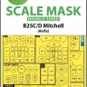 Art Scale 200-M72022 North-American B-25C/D Mitchell Kabuki wheels and canopy frame paint masks (inside & outside) 1/72