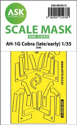 Art Scale 200-M35013 Bell AH-1G Cobra (early/late) canopy frame paint mask (outside only) 1/35