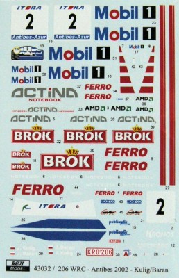 Reji Model 43032 Peugeot 206 WRC 'MOBIL 1' Rally Antibes 2002 1/43
